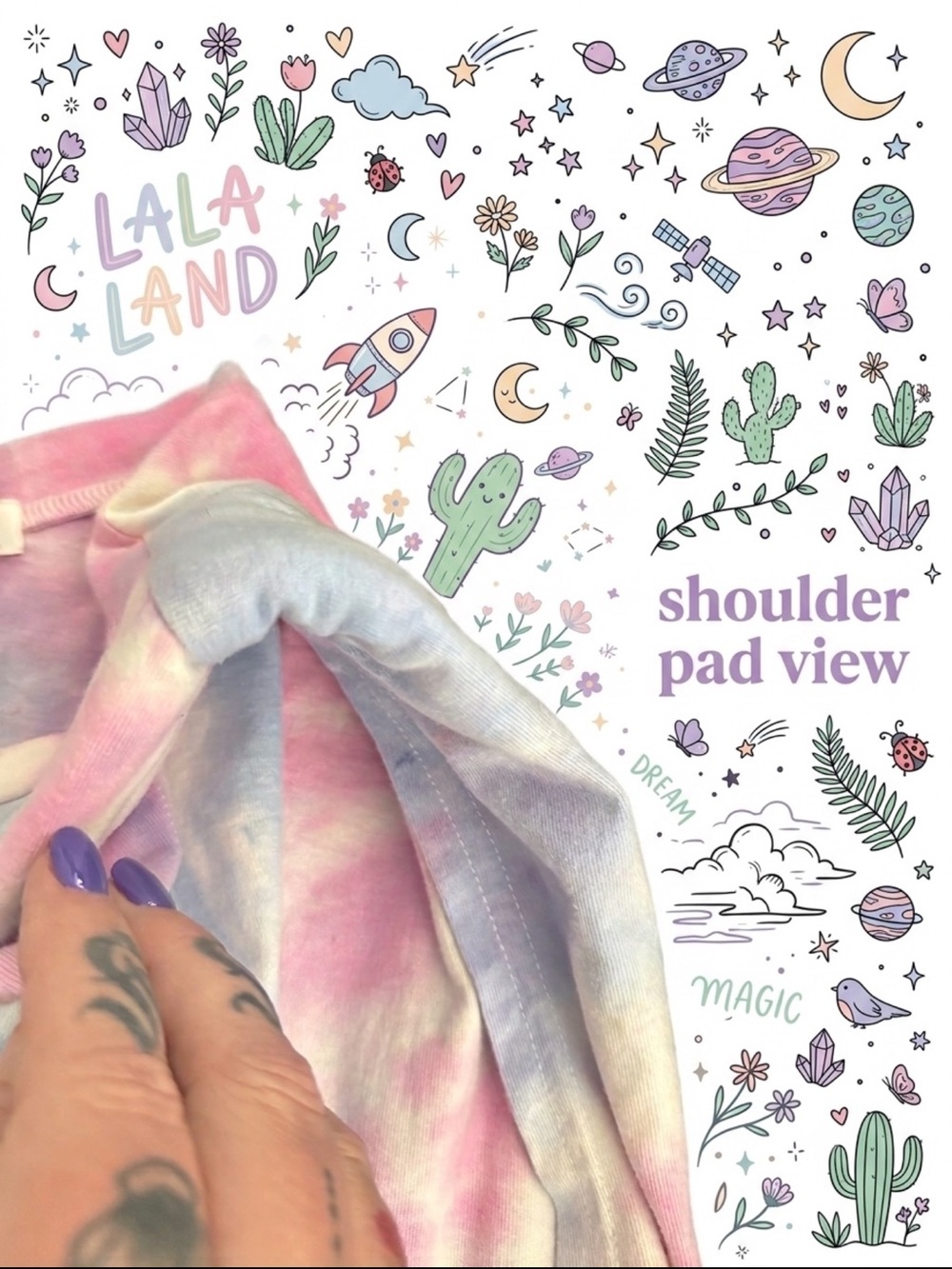 Dressed in Lala Bad Babe Tank Top Large Cotton Candy Tie Dye Shoulder Pads 2021 - Picture 6 of 11